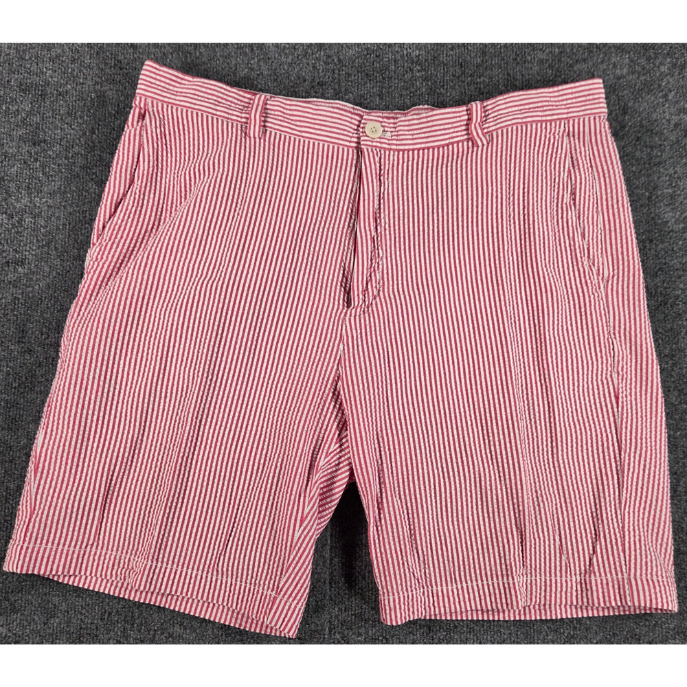 Vineyard Vines Seersucker Breaker Shorts Pink White Stripes Cotton Men's Size 38